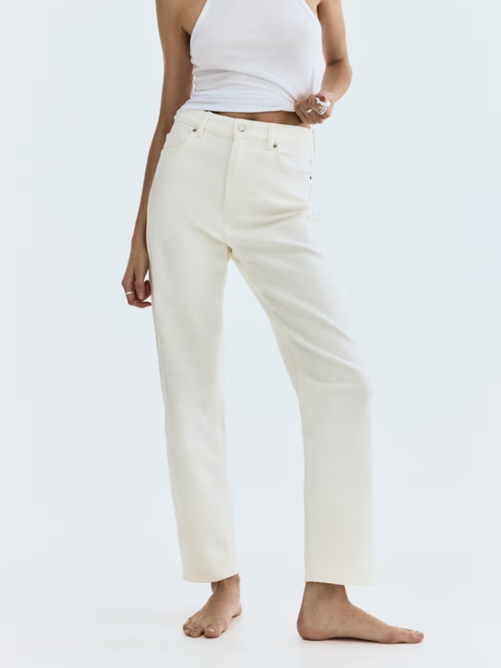 SOLD Women's High-Rise Straight Jeans in Cream